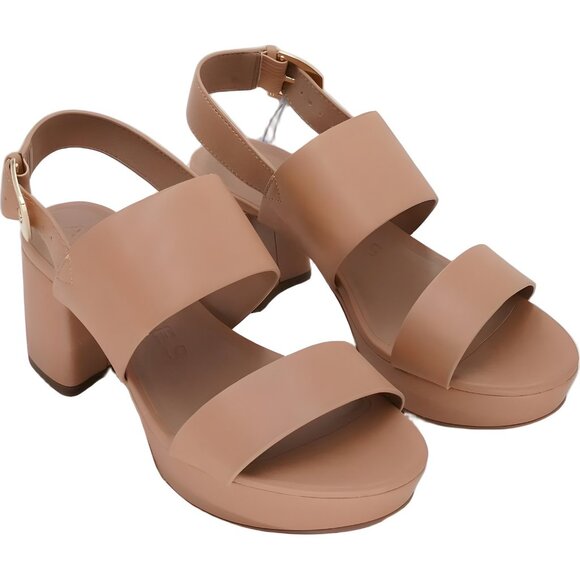 Aerosoles Camilia Platform Block Heel Sandals Natural Nude Women's US 8M - Picture 4 of 6